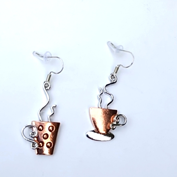 New Copper Colored & Silver Earrings - Picture 1 of 6